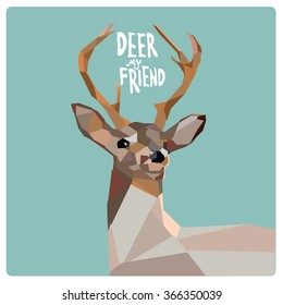 Vector colorful deer pop art illustration with low polygonal style