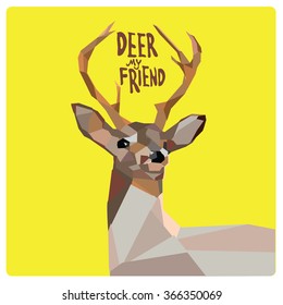 Vector colorful deer pop art illustration with low polygonal style