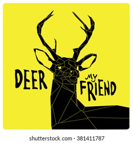 Vector colorful deer pop art illustration with low polygonal style