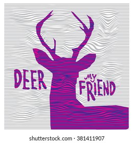 Vector colorful deer pop art illustration with low polygonal style