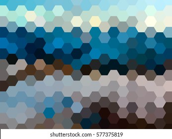 Fondo de paisaje de Vector de invierno hexagonal desenfocado colorido 