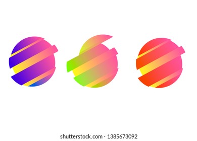 Vector colorful deformed circles in glitch style. Abstract round frame for text. Modern graphic with gradient color isolated on white background. Use for flyer, business card, invitation, gift cards.