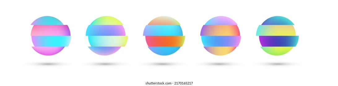 Vector Colorful Deformed Gradient Circles. Abstract Round Frame Set For Flyer, Business Card, Invitation, Gift Cards. 