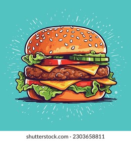 Vector colorful delicious burger food