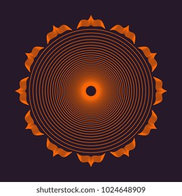 Vector colorful design abstract mandala sacred geometry illustration Seed Flower of life lotus isolated dark brown background.