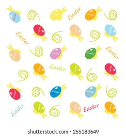 vector colorful design elements for happy easter with eggs and rabbits