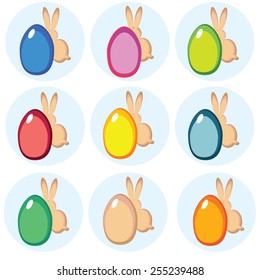 vector colorful design elements for happy easter with eggs and rabbits
