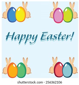 vector colorful design elements for happy easter with eggs and rabbits