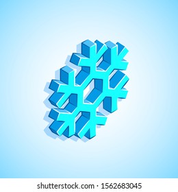 vector colorful design isometric geometric snowflake icon illustration isolated white blue background
