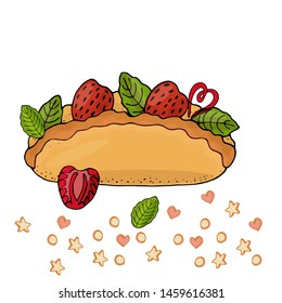 Vector colorful dessert isolated on the white. Sweet dessert for menu, sticker, card and other design.