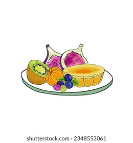 Postre vectorial colorido con fondo blanco.