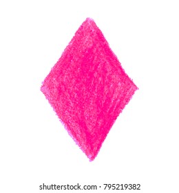 Vector colorful detailed backdrop rhombus shape with crayon scribble texture. Abstract stain isolated on white background. Design template for poster, card, banner, flyers, invitation, brochure, sale