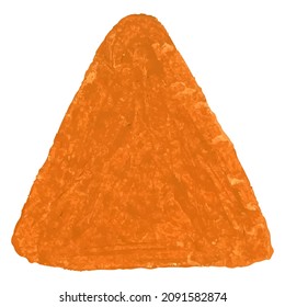 Forma de triángulo de fondo detallado de color vectorial con textura de guijarros de crayón. Mancha abstracta aislada sobre fondo blanco. Plantilla de diseño para afiches, tarjetas, pancartas, volantes, invitación, folleto, venta