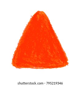 Vector colorful detailed backdrop triangle shape with crayon scribble texture. Abstract stain isolated on white background. Design template for poster, card, banner, flyers, invitation, brochure, sale