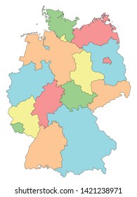 Vector colorful detailed map of Germany isolated on white background