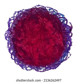 Vector colorful detailed round backdrop with crayon scribble texture. Abstract stain isolated on white background. Design template for poster, card, banner, flyers, invitation, brochure, sale.