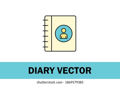 Vector of colorful diary icon. Isolated on white background. 