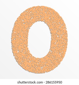 Vector colorful digits with grain texture, digit zero