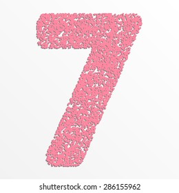 Vector colorful digits with grain texture, digit seven