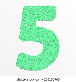 Vector colorful digits with grain texture, digit five