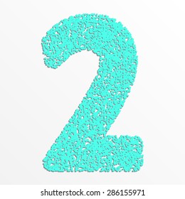Vector colorful digits with grain texture, digit two