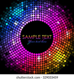 Vector colorful disco lights frame
