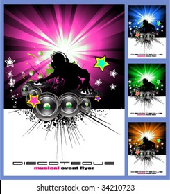 VECTOR Colorful Disk Jockey Musical Event  Background for Disco Flyer