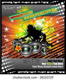 VECTOR Colorful Disk Jockey Musical Event  Background for Disco Flyer