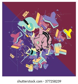 vector colorful DJ perform on party