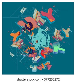vector colorful DJ perform on party