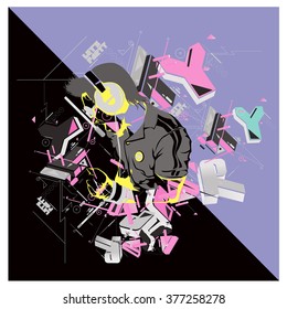 vector colorful DJ perform on party