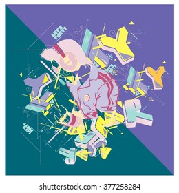 vector colorful DJ perform on party