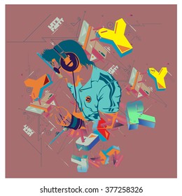vector colorful DJ perform on party