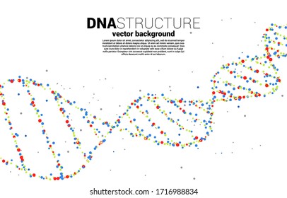 vector Colorful DNA genetic structure from dot random. background concept for biotechnology and biology scientific.