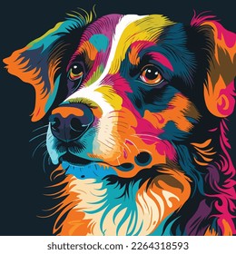 Vector colorful dog in pop art style