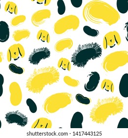 Vector Colorful Dogs Seamless Pattern Background. Cute, hand drawn and colorful elements. Trendy animals design for textile, fabric, packaging, backdrops, wallpaper