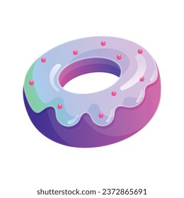 Vector colorful donut on white background.
