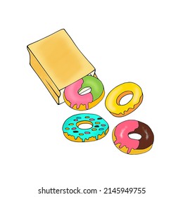 Vector colorful donuts with white background.