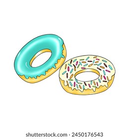 Vector colorful donuts with white background.