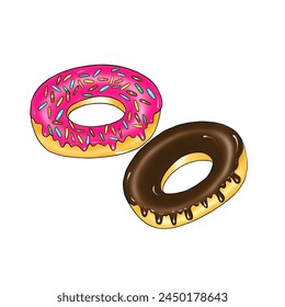 Vector colorful donuts with white background.