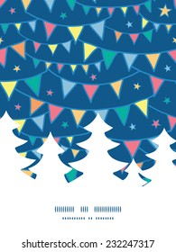 Vector colorful doodle bunting flags Christmas tree silhouette pattern frame card template