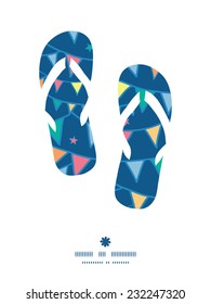 Vector colorful doodle bunting flags flip flops silhouettes pattern frame