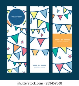 Vector colorful doodle bunting flags vertical banners set pattern background