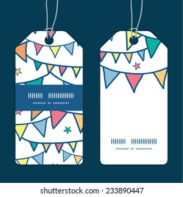 Vector colorful doodle bunting flags vertical stripe frame pattern tags set