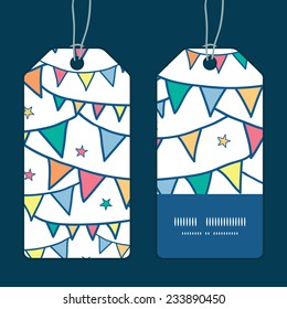 Vector colorful doodle bunting flags vertical stripe frame pattern tags set
