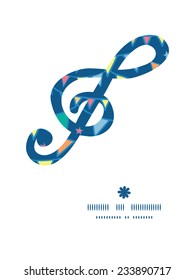 Vector colorful doodle bunting flags g_clef musical silhouette pattern frame