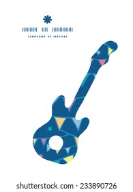 Vector colorful doodle bunting flags guitar music silhouette pattern frame