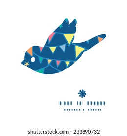 Vector colorful doodle bunting flags bird silhouette pattern frame