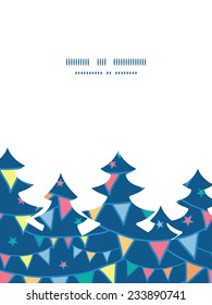 Vector colorful doodle bunting flags Christmas tree silhouette pattern frame card template