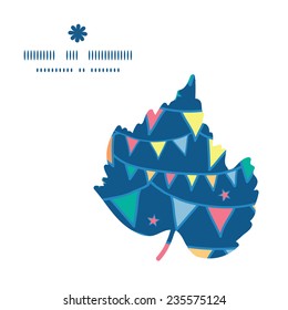 Vector colorful doodle bunting flags leaf silhouette pattern frame